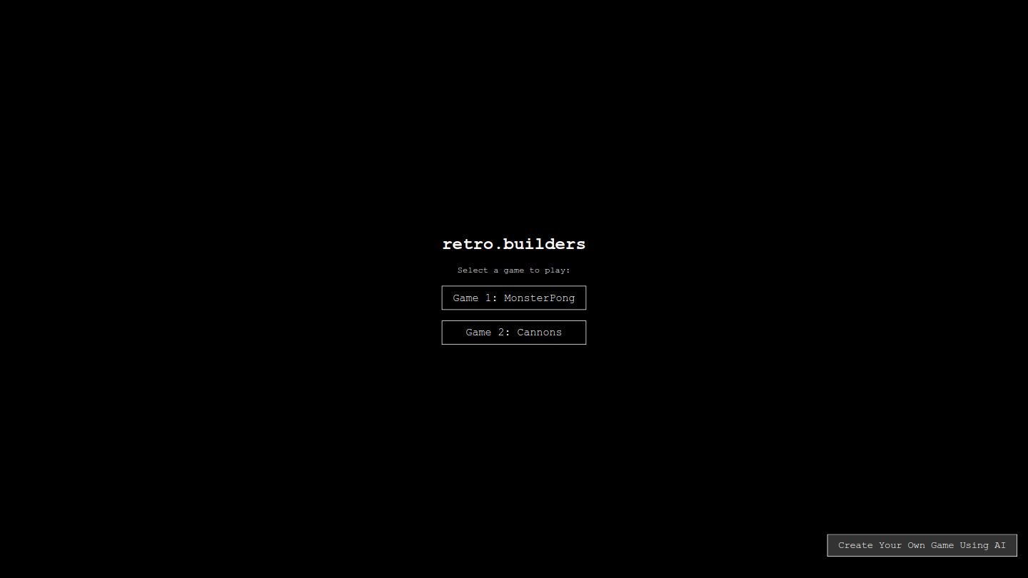 retro.builders interface showing game selection